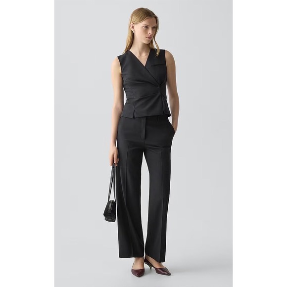 Theory Pants - Theory Straight Leg Pant 8 Black Traceable Wool High Waist Career Classic